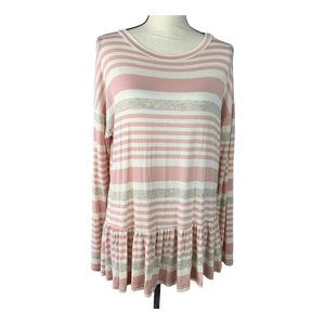 143 Story by Line Up Pastel Stripe Peplum Top Sm